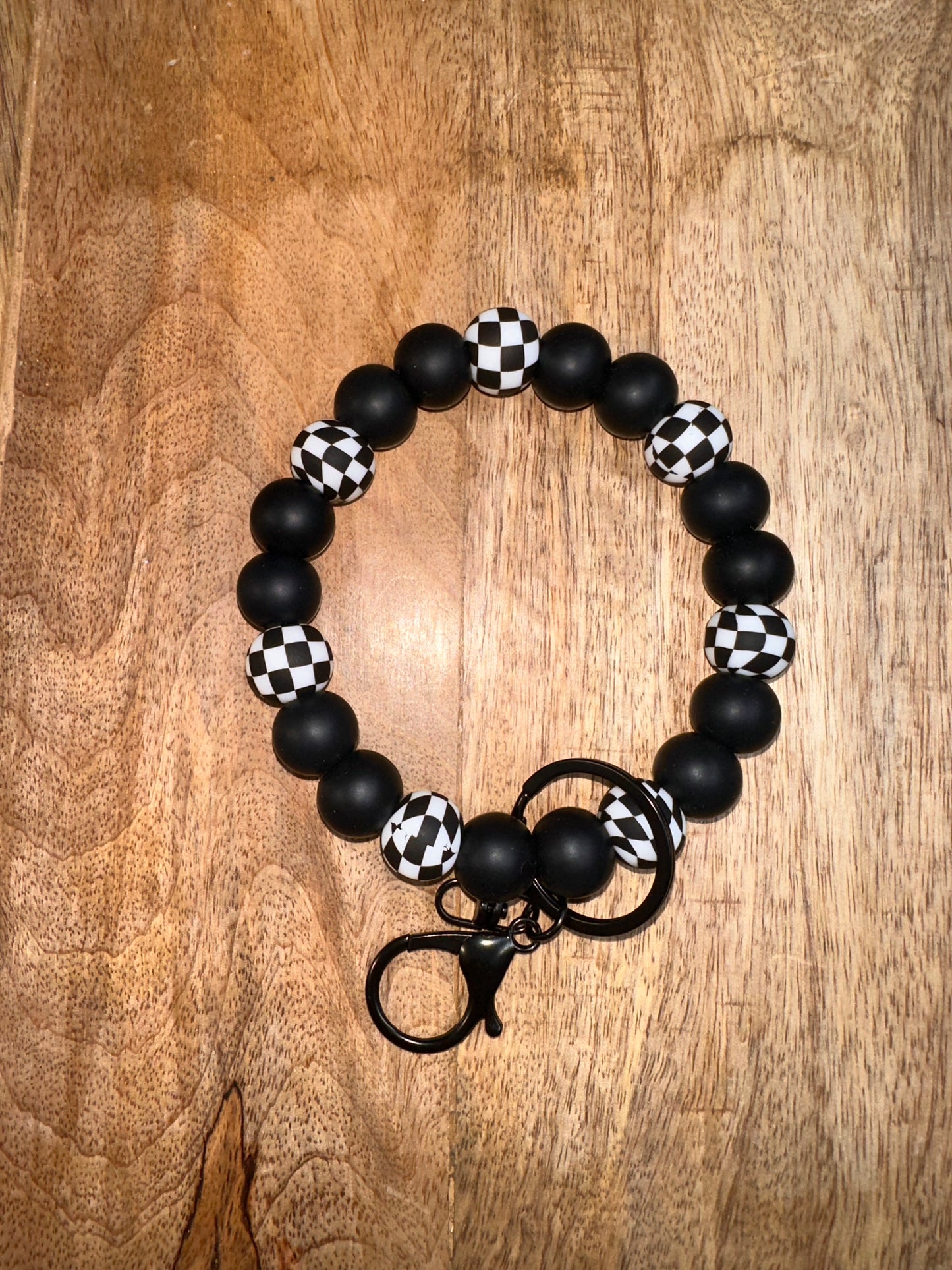 Black Checkered Keyring